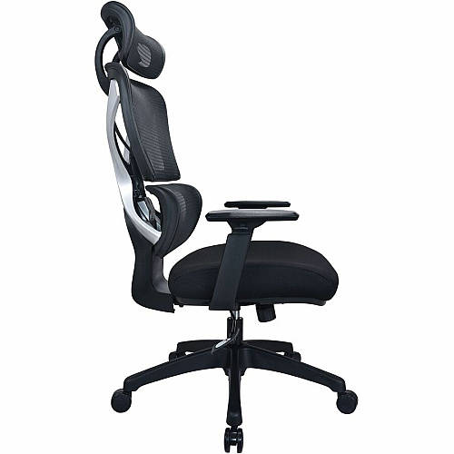 Lorell High-back Mesh Chair Foam, Fabric Seat Material - Mesh Back Material - High Back - 5-star Base - Black - Armrest - 1 Each (84397)