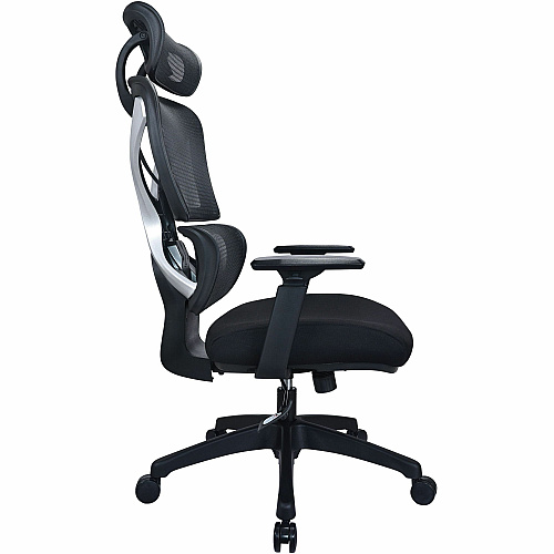 Lorell High-back Mesh Chair Foam, Fabric Seat Material - Mesh Back Material - High Back - 5-star Base - Black - Armrest - 1 Each (84397)