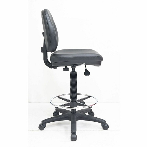 Lorell Contoured Back Stool Vinyl Seat Material - Vinyl Back Material - 5-star Base - Black - Vinyl, Plastic - 1 Each (80018)