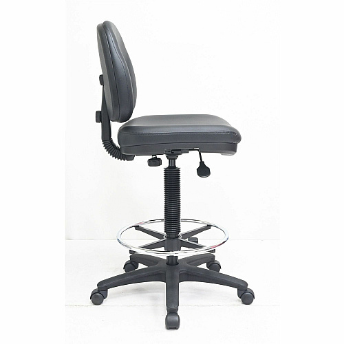 Lorell Contoured Back Stool Vinyl Seat Material - Vinyl Back Material - 5-star Base - Black - Vinyl, Plastic - 1 Each (80018)