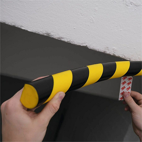 DURABLE Surface Protection Profile S32R - 5 PK Adhesive Mount for Indoor, Safety, Machinery, Storage Trolley, Shelf, Cabinet, Wall, Garage, Staircase, Basement, Warehouse, ... - Polyurethane Foam, Plastic - 5 / Pack (1109130)