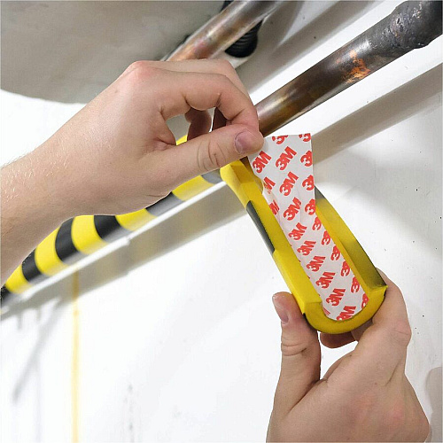 DURABLE Pipe Protection Profile P30 - 5 PK Adhesive Mount for Indoor, Cable, Pipe, Safety, Garage, Staircase, Basement, Warehouse - Polyurethane Foam, Plastic - 5 / Pack (1115130)