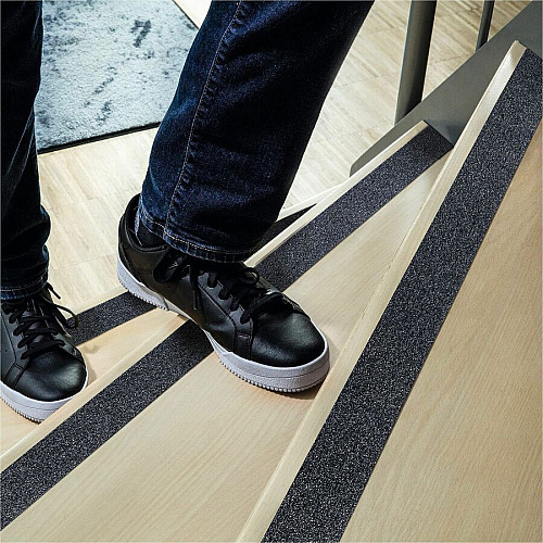 DURABLE Floor Marking Tape DURALINE GRIP 50mm 16.40 yd Length x 1.97" Width x 27.6 mil Thickness - Black - Aluminum, Plastic - Abrasion Resistant, Slip Resistant - For Floor Marking, Ramp, Outdoor, Indoor, Industrial - 1 Roll (108201)