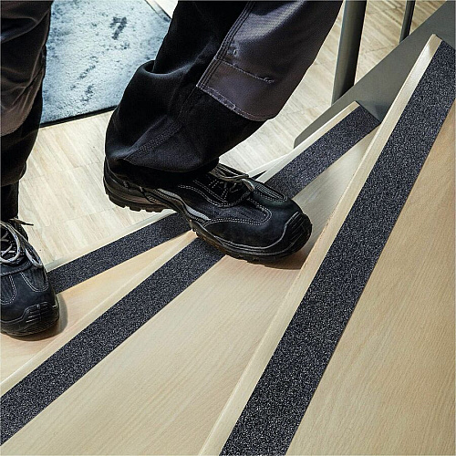 DURABLE Floor Marking Tape DURALINE GRIP 50mm 16.40 yd Length x 1.97" Width x 27.6 mil Thickness - Black - Aluminum, Plastic - Abrasion Resistant, Slip Resistant - For Floor Marking, Ramp, Outdoor, Indoor, Industrial - 1 Roll (108201)