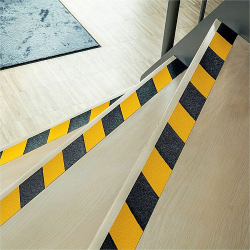 DURABLE Anti-Slip Tape DURALINE GRIP 75 mm color 16.40 yd Length x 2.95" Width x 27.6 mil Thickness - Yellow, Black - Aluminum, Plastic - Abrasion Resistant, Slip Resistant - For Floor Marking, Ramp, Industrial, Outdoor, Indoor - 1 Roll (1085130)