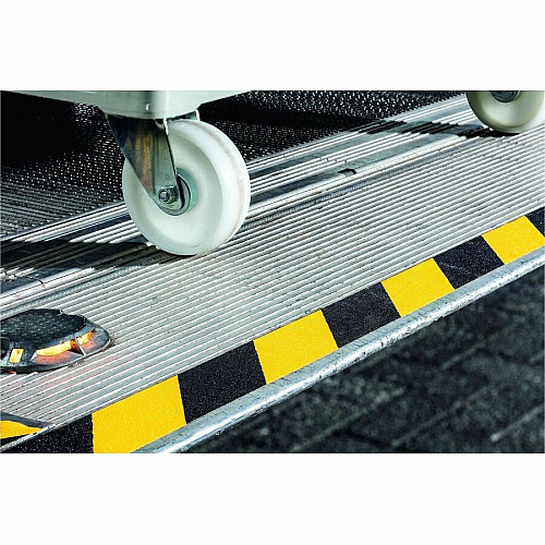 DURABLE Floor Marking Tape DURALINE GRIP+ 50mm color 16.40 yd Length x 1.97" Width x 27.6 mil Thickness - Yellow, Black - Aluminum, Plastic - Abrasion Resistant, Slip Resistant - For Floor Marking, Ramp, Industrial, Outdoor, Indoor - 1 Roll (1097130)