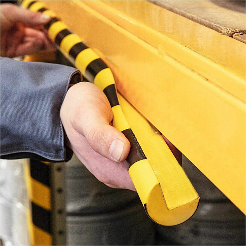 DURABLE Corner Protection Profile C25R - 5 PK Adhesive Mount for Indoor, Safety, Machinery, Storage Trolley, Shelf, Cabinet, Wall, Garage, Staircase, Basement, Warehouse, ... - Polyurethane Foam, Plastic - 5 / Pack (1100130)