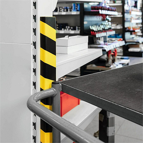 DURABLE Surface Protection Profile S20 - 5 PK Adhesive Mount for Indoor, Safety, Machinery, Storage Trolley, Shelf, Cabinet, Wall, Garage, Staircase, Basement, Warehouse, ... - Polyurethane Foam, Plastic - 5 / Pack (1108130)