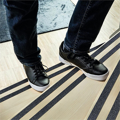 DURABLE Floor Marking Tape DURALINE&reg; GRIP 25mm 16.40 yd Length x 0.98" Width x 27.6 mil Thickness - Black - Aluminum, Plastic - Abrasion Resistant - For Marking, Floor Marking, Ramp, Step, Industrial, Outdoor, Indoor - 1 Roll (108001)