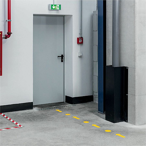 DURABLE Floor Marking Shape: Point - 10 PK Circle Shape - Abrasion Resistant, Permanent Adhesive, Slip Resistant, Easy Installation, Self-adhesive, Durable - Safety, Indoor, Driving Area, Walking Area - Plastic - Yellow - 10 / Pack (170404)