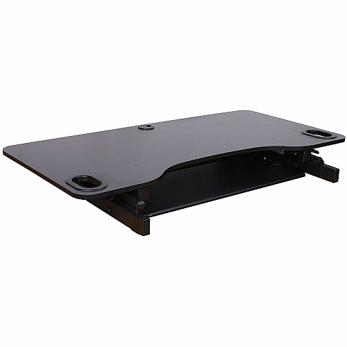 Rocelco ADR-45 45" Adjustable Desk Riser with EVR 40 lb Load Capacity - 17.50" Height x 45" Width x 23.50" Depth - Desk - Black - For Monitor, Keyboard, Notebook - Scratch Resistant Pad, Sturdy, Handle, Ergonomic, Retractable, Keyboard Tray, Gro (RADRB45)
