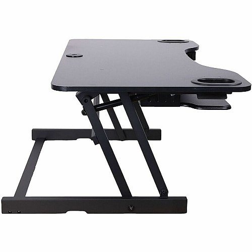 Rocelco ADR-45 45" Adjustable Desk Riser with EVR 40 lb Load Capacity - 17.50" Height x 45" Width x 23.50" Depth - Desk - Black - For Monitor, Keyboard, Notebook - Scratch Resistant Pad, Sturdy, Handle, Ergonomic, Retractable, Keyboard Tray, Gro (RADRB45)