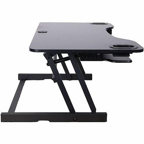 Rocelco ADR-45 45" Adjustable Desk Riser with EVR 40 lb Load Capacity - 17.50" Height x 45" Width x 23.50" Depth - Desk - Black - For Monitor, Keyboard, Notebook - Scratch Resistant Pad, Sturdy, Handle, Ergonomic, Retractable, Keyboard Tray, Gro (RADRB45)