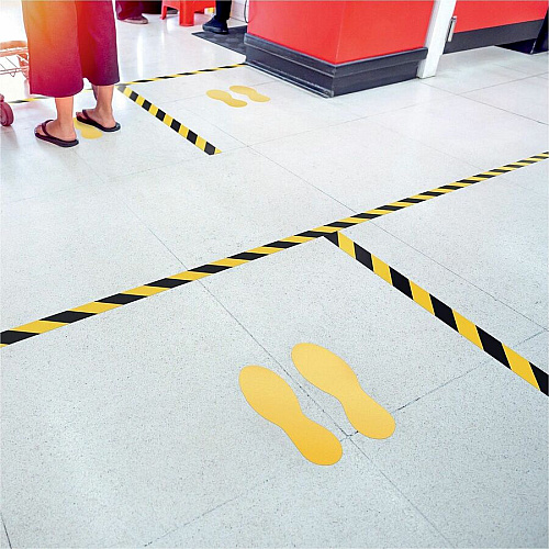 DURABLE Floor Marking Shape: 'Foot' - 5 Pairs 3.5" Width x 9.4" Depth - Footprint Shape - Abrasion Resistant, Permanent Adhesive, Slip Resistant, Easy Installation, Self-adhesive, Durable - Safety, Warehouse, Indoor, Driving Area, Walking Area -  (172704)