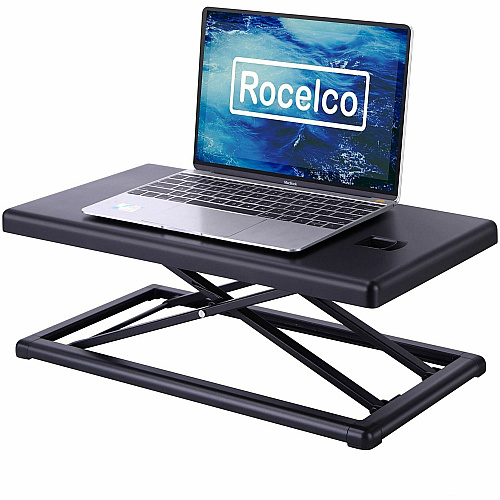Rocelco Compact & Portable Desk Riser 11 lb Load Capacity - 15" Height x 10" Width x 19" Depth - Desk - Black - For Notebook, Mouse, Keyboard, Travel, Hotel, Dorm Room, Boardroom, Presentation - Compact, Portable, Sit-stand, Ergonomic, Lightweight (RPDRB)