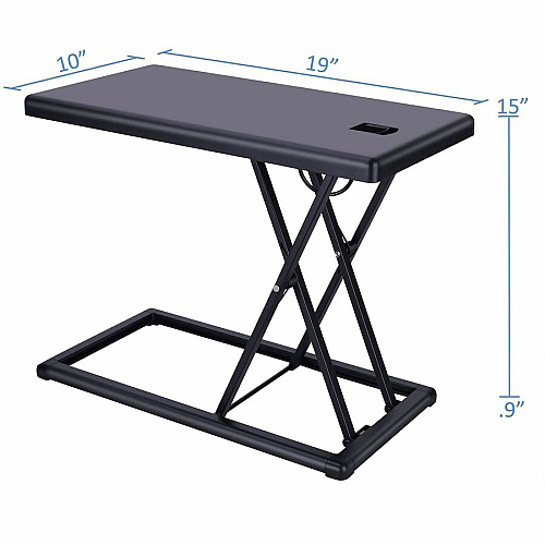 Rocelco Compact & Portable Desk Riser 11 lb Load Capacity - 15" Height x 10" Width x 19" Depth - Desk - Black - For Notebook, Mouse, Keyboard, Travel, Hotel, Dorm Room, Boardroom, Presentation - Compact, Portable, Sit-stand, Ergonomic, Lightweight (RPDRB)