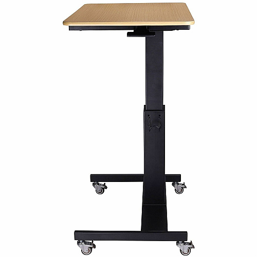 Rocelco Sit-to-Stand School Desk with Book Box 20 lb Load Capacity - 42" Height x 28" Width x 20" Depth - Desk - Wood Grain - Brown - For School, Monitor, Notebook, Student, Storage, Classroom, Book, Home - Gas Spring, Sit-stand, Adjustable, Lock (RMSD28)