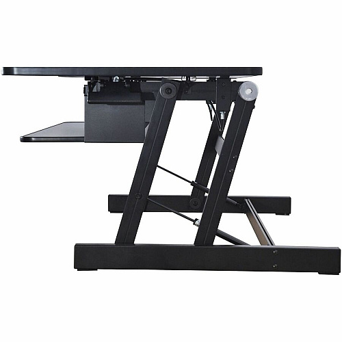 Rocelco Standing Desk Converter & Dual-Monitor Mount 35 lb Load Capacity - 17" Height x 37.50" Width x 20.50" Depth - Desk - Black - For Monitor, Keyboard - Retractable, Grommet, Cable Management, Flexible, Dual Display, Scratch Resistant Pad, (RDADRBDM2)