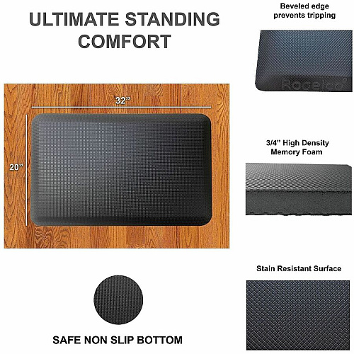 Rocelco Standing Desk Converter & Commercial-grade Anti-Fatigue Mat 1 Each (RDADRBMAFM)