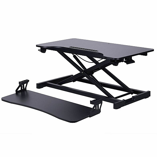 Rocelco Desk Riser & Dual-Monitor Mount Up to 27" Screen Support - 30 lb Load Capacity - 19.17" Height x 31.50" Width x 17.45" Depth - Desk - Black - For Monitor, Keyboard, Tablet, Smartphone - Dual Display, Sit-stand, Ergonomic, Keyboard Tray (RVADRBDM2)