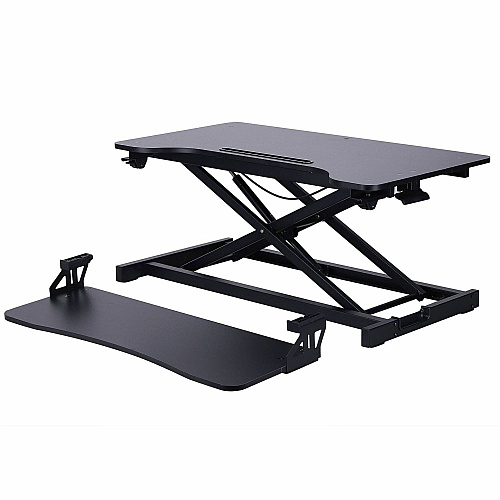Rocelco Desk Riser & Dual-Monitor Mount Up to 27" Screen Support - 30 lb Load Capacity - 19.17" Height x 31.50" Width x 17.45" Depth - Desk - Black - For Monitor, Keyboard, Tablet, Smartphone - Dual Display, Sit-stand, Ergonomic, Keyboard Tray (RVADRBDM2)