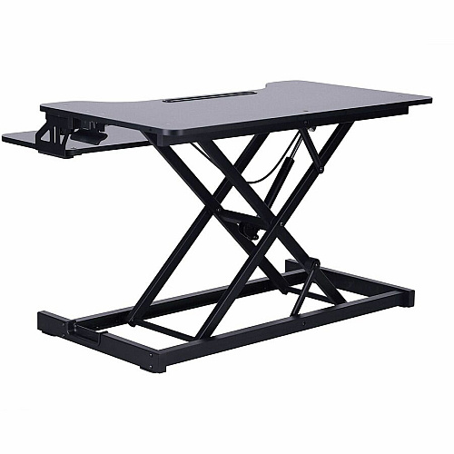 Rocelco Desk Riser & Dual-Monitor Mount Up to 27" Screen Support - 30 lb Load Capacity - 19.17" Height x 31.50" Width x 17.45" Depth - Desk - Black - For Monitor, Keyboard, Tablet, Smartphone - Dual Display, Sit-stand, Ergonomic, Keyboard Tray (RVADRBDM2)