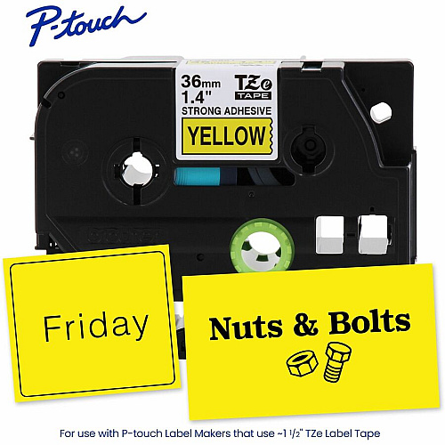 Brother P-touch TZe Label Tape x 31 2/5" Width - Tape - Yellow - Water Resistant - Laminated - Durable, Scrape Resistant, Abrasion Resistant, Spill Resistant, Oil Resistant, Chemical Resistant, Fade Resistant, Sunlight Resistant, Tear Resistant (TZES661G)