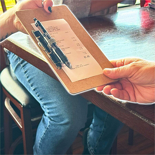 Officemate Landscape Memo/Receipt-Sized Clipboards with Zebra Pens Storage for Receipt - Hardboard - Wood - 1 Set (83159)