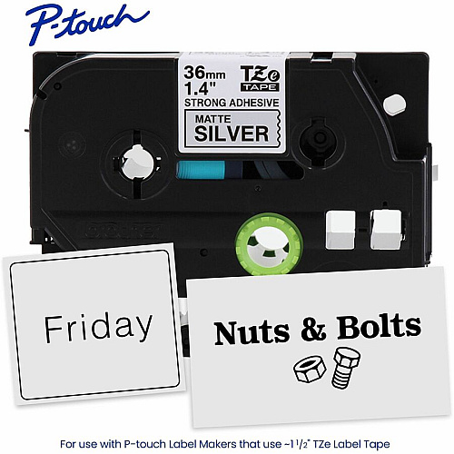 Brother P-touch TZe Label Tape x 31 2/5" Width - Tape - Matte - Matte Silver - Water Resistant - Laminated - 26.20 ft Roll Length - 1 Each (TZES961G)