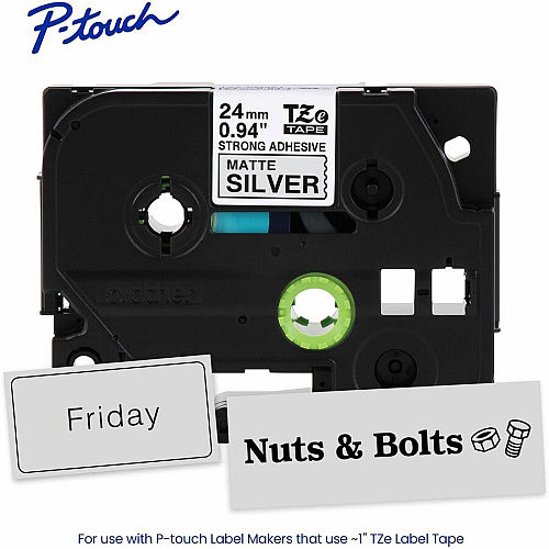 Brother P-touch Extra-Strength TZe Tape Cartridge x 15/16" Width - Tape - Matte Silver - Water Resistant - Laminated - Customizable, Long Lasting, Strong, Durable, Abrasion Resistant, Chemical Resistant, Fade Resistant, Sunlight Resistant - 26. (TZES951G)