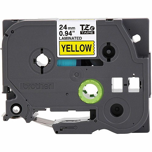 Brother P-touch TZe Laminated Label Tape x 15/16" Width - Tape - Yellow - Water Resistant - Laminated - Easy to Read, Temperature Resistant, Customizable, Long Lasting, Peeling Resistant, Fade Resistant - 26.20 ft Roll Length - 1 Each (TZE651G)