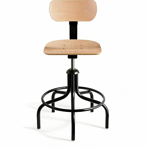 BEVCO Plywood Series Chair Natural Wood Seat Color - Maple, Plywood Seat Material - Plywood Back Material - Black Frame Color - Round Leg, 5-star Base - 1 Each (15025)
