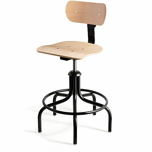 BEVCO Plywood Series Chair Natural Wood Seat Color - Maple, Plywood Seat Material - Plywood Back Material - Black Frame Color - Round Leg, 5-star Base - 1 Each (15025)