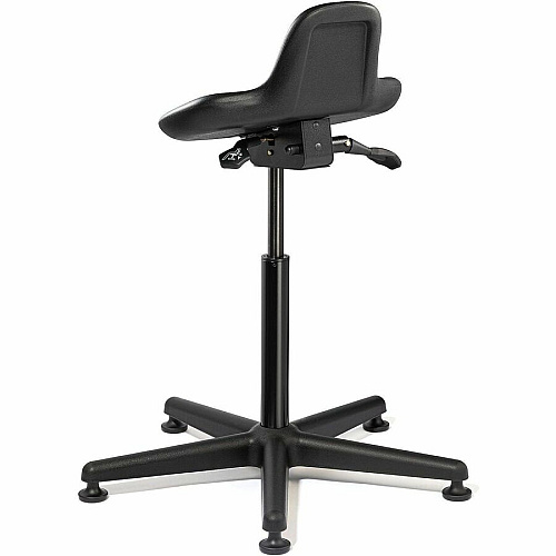 BEVCO Sit Stand Series Stool Black Seat Color - Polyurethane Seat Material - 5-star Base - Black - 1 Each (3505)