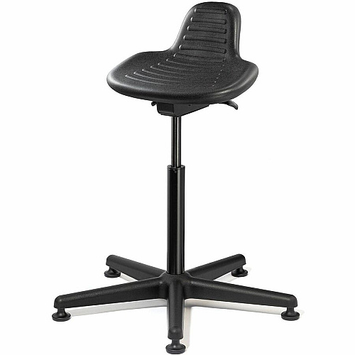 BEVCO Sit Stand Series Stool Black Seat Color - Polyurethane Seat Material - 5-star Base - Black - 1 Each (3505)
