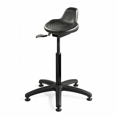 BEVCO Sit Stand Series Stool Black Seat Color - Polyurethane Seat Material - 5-star Base - Black - 1 Each (3505)