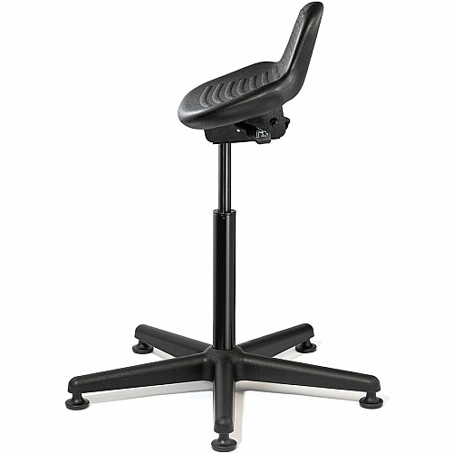 BEVCO Sit Stand Series Stool Black Seat Color - Polyurethane Seat Material - 5-star Base - Black - 1 Each (3505)