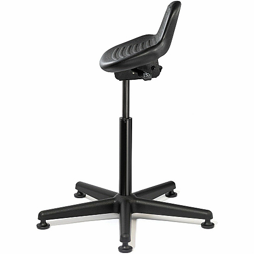 BEVCO Sit Stand Series Stool Black Seat Color - Polyurethane Seat Material - 5-star Base - Black - 1 Each (3505)