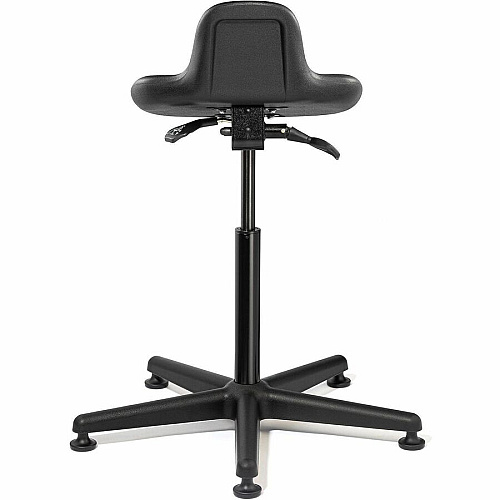 BEVCO Sit Stand Series Stool Black Seat Color - Polyurethane Seat Material - 5-star Base - Black - 1 Each (3505)