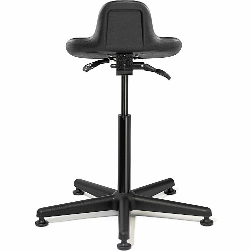 BEVCO Sit Stand Series Stool Black Seat Color - Polyurethane Seat Material - 5-star Base - Black - 1 Each (3505)