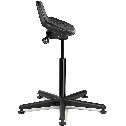 BEVCO Sit Stand Series Stool Black Seat Color - Polyurethane Seat Material - 5-star Base - Black - 1 Each (3505)
