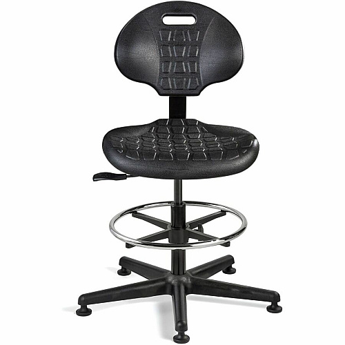BEVCO Everlast Series Chair Polyurethane Seat Material - High Back - 5-star Base - Black - 1 Each (7501BLK)