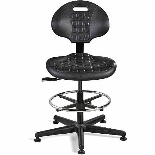 BEVCO Everlast Series Chair Polyurethane Seat Material - High Back - 5-star Base - Black - 1 Each (7501BLK)