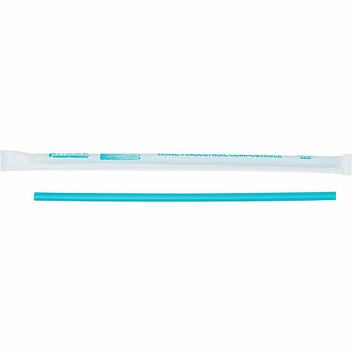 Phade Compostable Straws 10.3" Height x - Polyhydroxyalkanoate (PHA) - Caribbean Blue - 250 / Box (511179)
