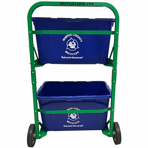 Five Star Products Recycling Cart for Bins 220 lb Capacity - 2 Casters - Aluminum - 21" Width x 44" Depth x 26" Height - Aluminum Frame - Green - 1 Each (C016)