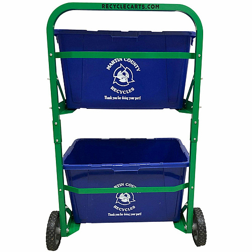 Five Star Products Recycling Cart for Bins 220 lb Capacity - 2 Casters - Aluminum - 21" Width x 44" Depth x 26" Height - Aluminum Frame - Green - 1 Each (C016)