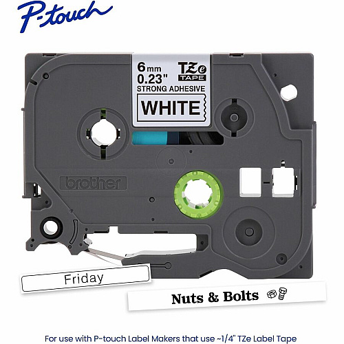Brother P-touch Extra-Strength TZe Tape Cartridge x 15/64" Width - Cartridge - White - Water Resistant - Laminated - Strong, Durable, Customizable, Long Lasting, Abrasion Resistant, Chemical Resistant, Fade Resistant, Sunlight Resistant - 26.20 (TZES211G)