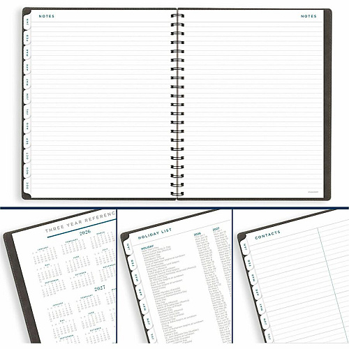 At-A-Glance Signature Planner Weekly, Monthly - 12 Month - January 2026 to December 2026 - Letter - 8 1/2" x 11" Sheet Size - Twin Wire - Gray - Paper - Monthly Planner, Planner Page, Bleed Resistant Paper, Monthly Tab, Holiday Listing, Event Ca (YP90507)