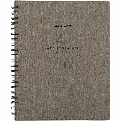 At-A-Glance Signature Planner Weekly, Monthly - 12 Month - January 2026 to December 2026 - Letter - 8 1/2" x 11" Sheet Size - Twin Wire - Gray - Paper - Monthly Planner, Planner Page, Bleed Resistant Paper, Monthly Tab, Holiday Listing, Event Ca (YP90507)