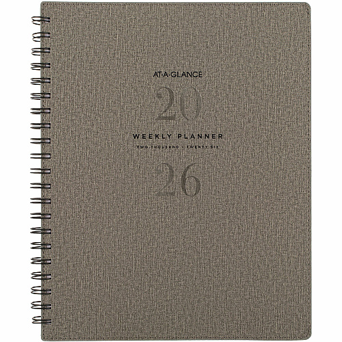 At-A-Glance Signature Planner Weekly, Monthly - 12 Month - January 2026 to December 2026 - Letter - 8 1/2" x 11" Sheet Size - Twin Wire - Gray - Paper - Monthly Planner, Planner Page, Bleed Resistant Paper, Monthly Tab, Holiday Listing, Event Ca (YP90507)